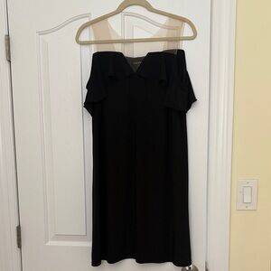 Roz&Ali Black Off-Shoulder Sheer Illusion Dress